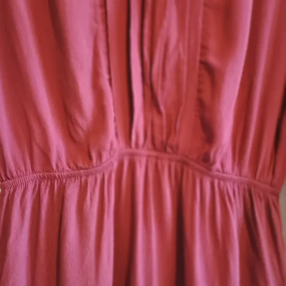 Very J Burgundy Romper M Long Sleeve Zip‎ Back Pockets Pleated Rayon Playsuit - Picture 9 of 14